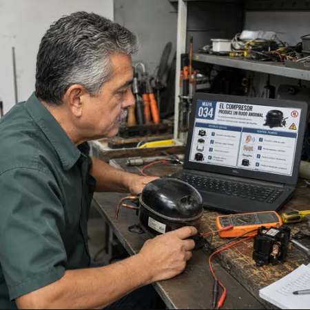 Técnico usando los mapas durante un diagnóstico